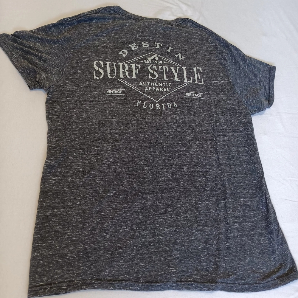 Destin Surf Style Florida Gray Heather Short Sleeve Tee Shirt Size L